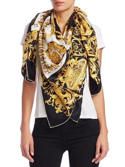 versace schwarz gold schals|Versace scarves for women.